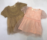پیراهن توری دخترانه صورتی و نسکافه ای